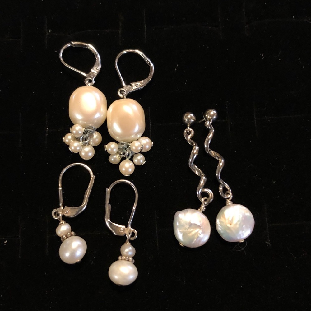 3 Pairs Faux Pearl Earrings